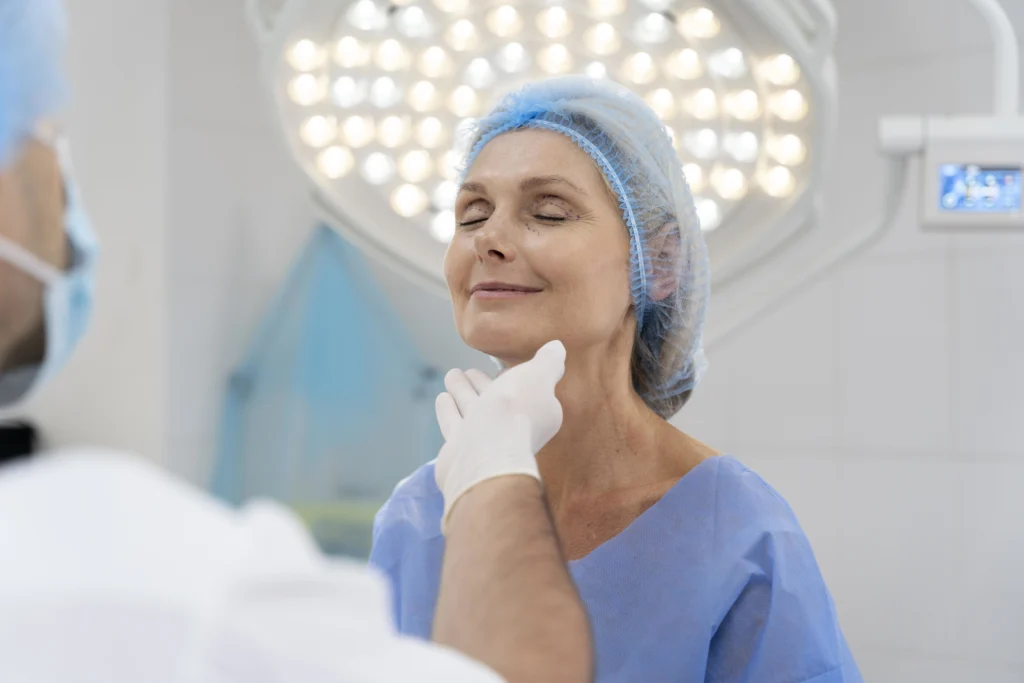 Doctor checking patient before surgery.